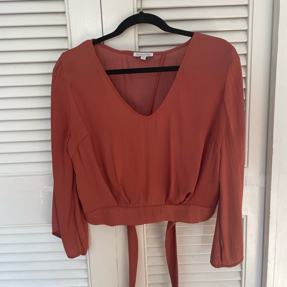 Patrons of Peace Tie-Back 3/4 Sleeve Blouse Size L